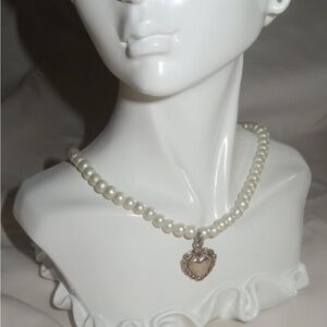 Pearl Necklace with Heart Charm